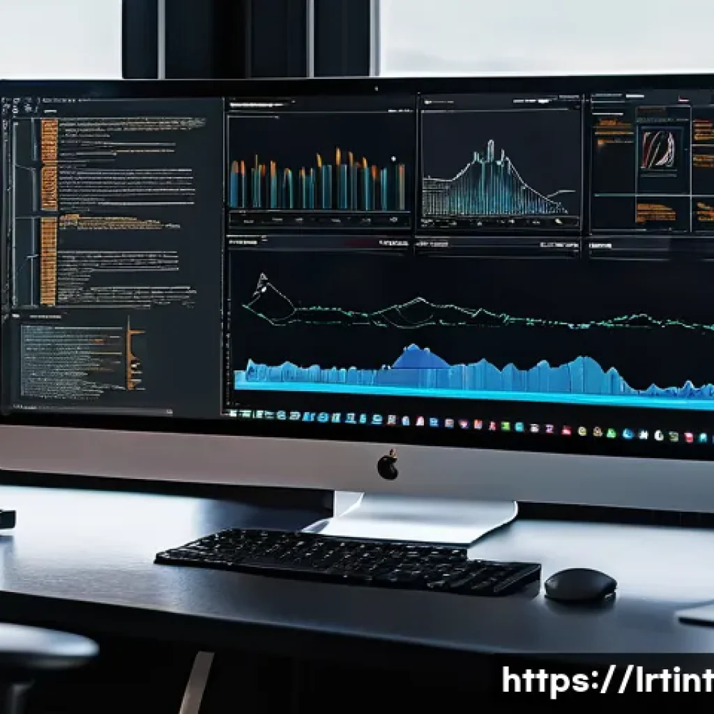 대화형 AI 구현을 위한 TensorFlow 프레임워크 - A detailed, modern developer workspace featuring multiple large monitors displaying TensorFlow neura...
