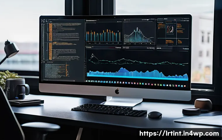 대화형 AI 구현을 위한 TensorFlow 프레임워크 - A detailed, modern developer workspace featuring multiple large monitors displaying TensorFlow neura...