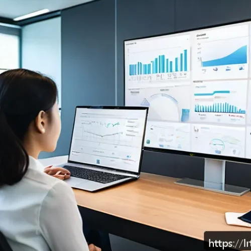 대화형 AI 기능 개선을 위한 A B 테스트 전략 - A modern office setting where diverse users interact with a sleek conversational AI interface on mul...