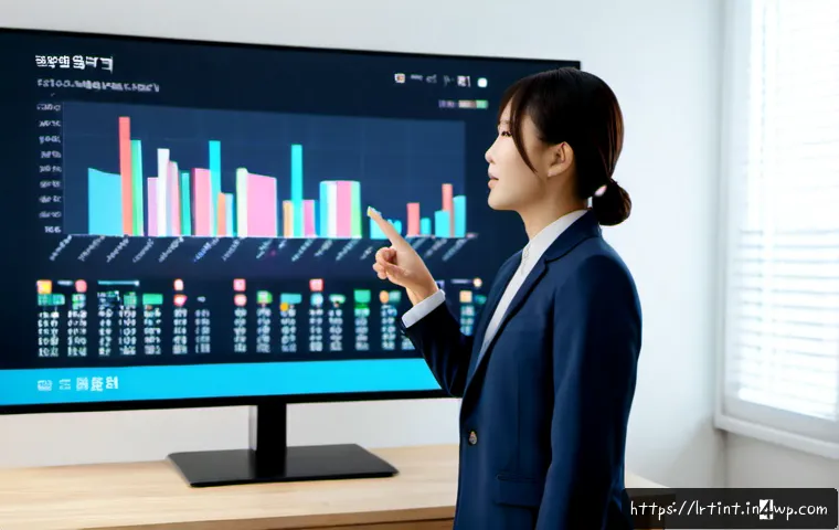 Home 17 대화형 AI의 데이터 분석을 통한 인사이트 도출 - Photorealistic modern office scene, a business analyst in smart casual attire having a natural conve...